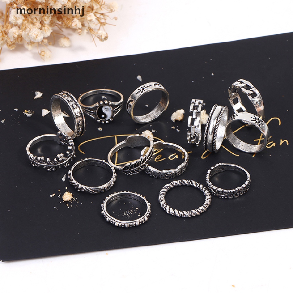 Mornin 14pcsset Cincin Aneka Desain Gaya Gothic Untuk Wanita