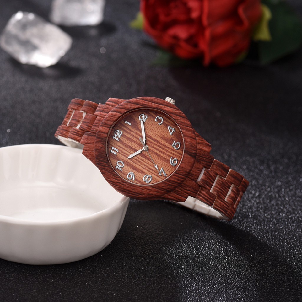 ✅COD [BBS] Jam Kayu Simple Men And Women Couple Universal Fashion Retro Wood Grain Watch