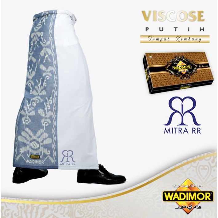 Sarung Wadimor Viscose Putih Tumpal Kembang Sarung Tenun Dewasa Putih