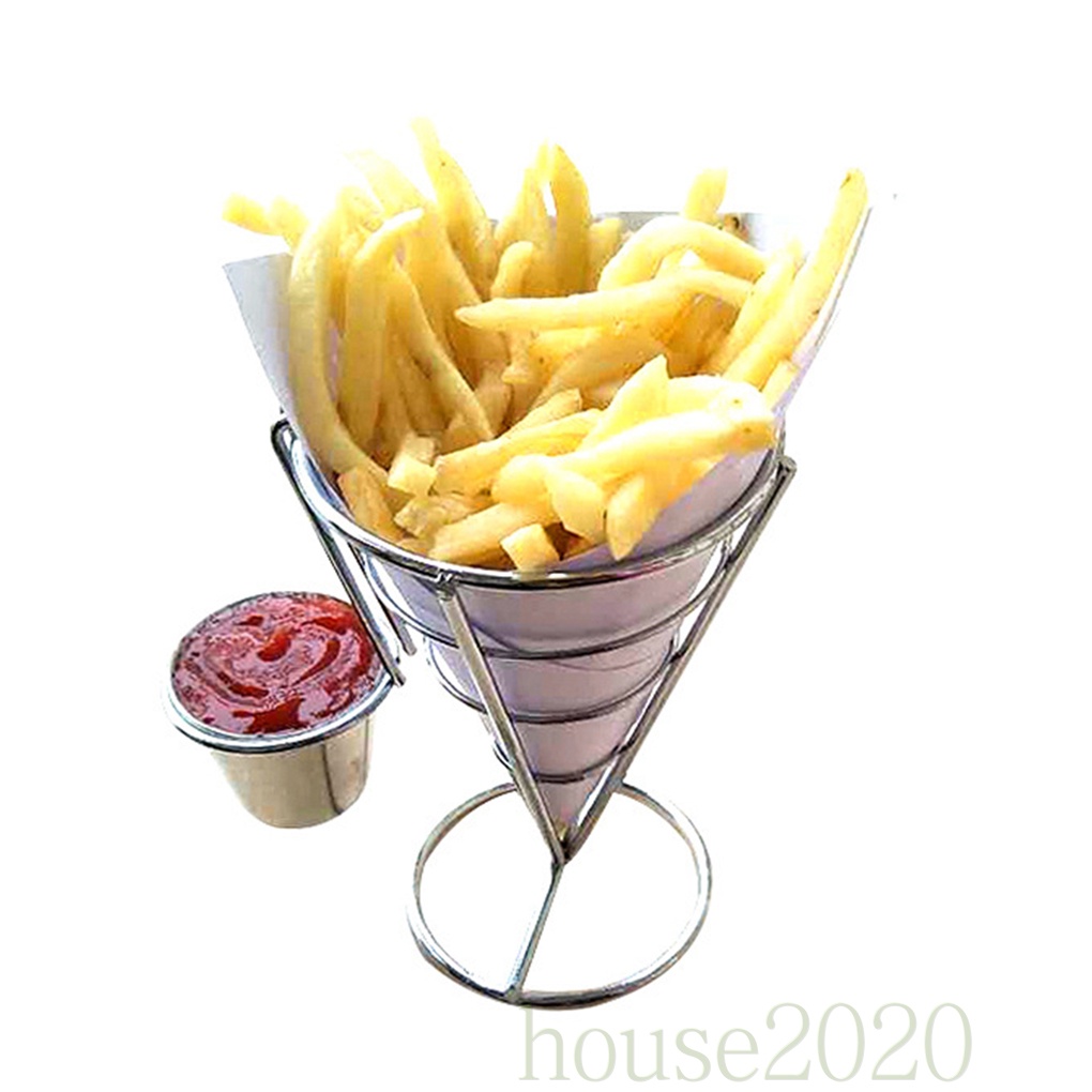 [house2020]One Sauce Stand Cone Fries Holder Popcorn Vegetables Fruit Appetizers French Fry Stand Kitchen Food Container