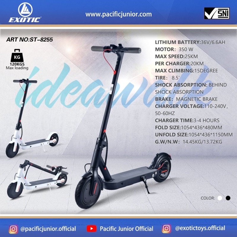 Electric Scooter Skuter Listrik Otoped Anak & Dewasa EXOTIC ST 8255 GrabWheel Terbaru by Pacific
