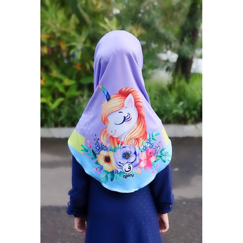 BERGO / HIJAB INSTANT ANAK PRITING MOTIF UNICORN BUNGA / HIJAB ANAK LUCU KARAKTER