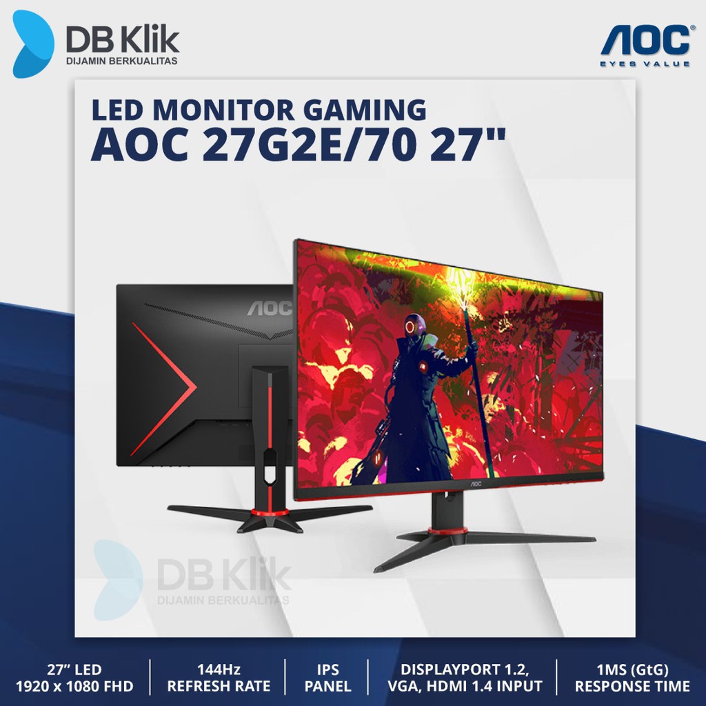 LED Monitor Gaming AOC 27G2E/70 27 Inch 144Hz Full HD HDMI Display Port