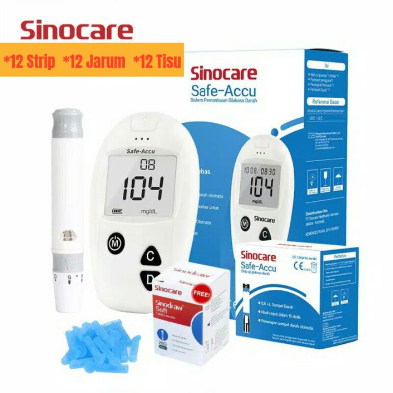 Alat ukur gula darah Sinocare Paket Hemat Lebih Lengkap 12.12.12