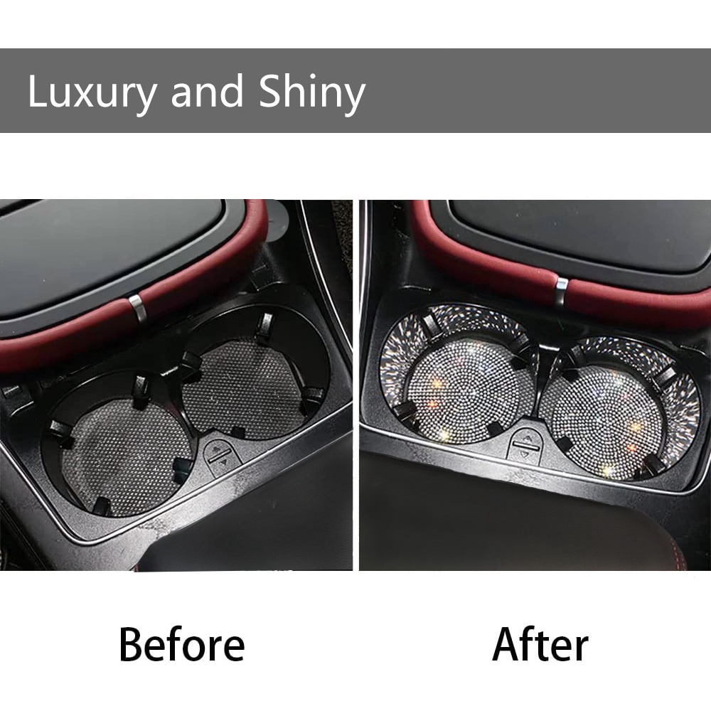 Alas Penyimpanan gasket Alur Cangkir Air Karet non-slip Berlian Imitasi interior Mobil