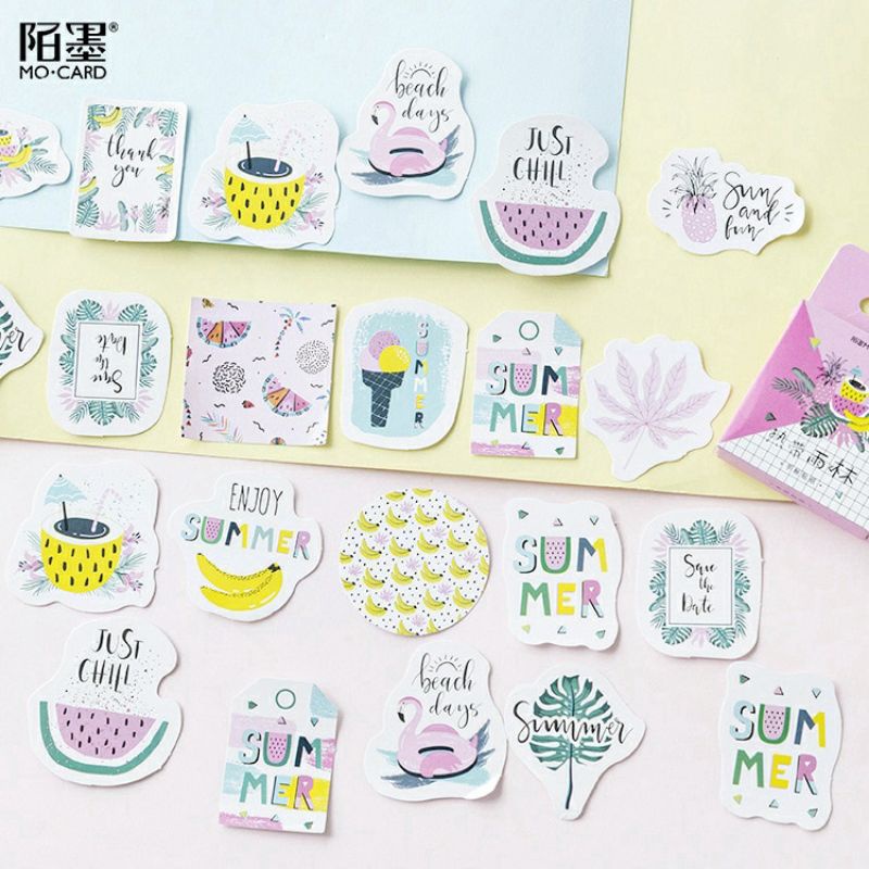 

45Pcs Stiker Desain Summer Day untuk Jurnal / Diary / Dekorasi Scrapbook