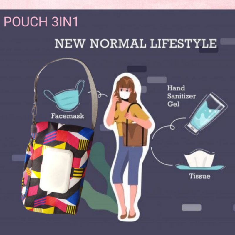 Pouch   Tissue 3in1 New Normal  / POUCH TEMPAT TISSUE ANTIVIRUS 3 IN 1 WATERPROOF KARET SANITIZER sy01