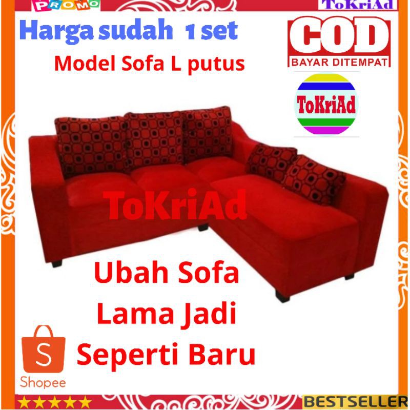 Cover sarung sofa L putus sudut  siku motif polos elastis (ukuran 1 seater dan 3 seater)