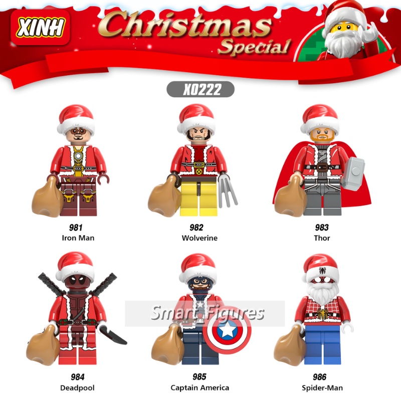 Mainan Figure Mini Manusia Salju Santa Claus Granny Santa Claus Iron Man Deadpool Thor Untuk Hadiah Natal