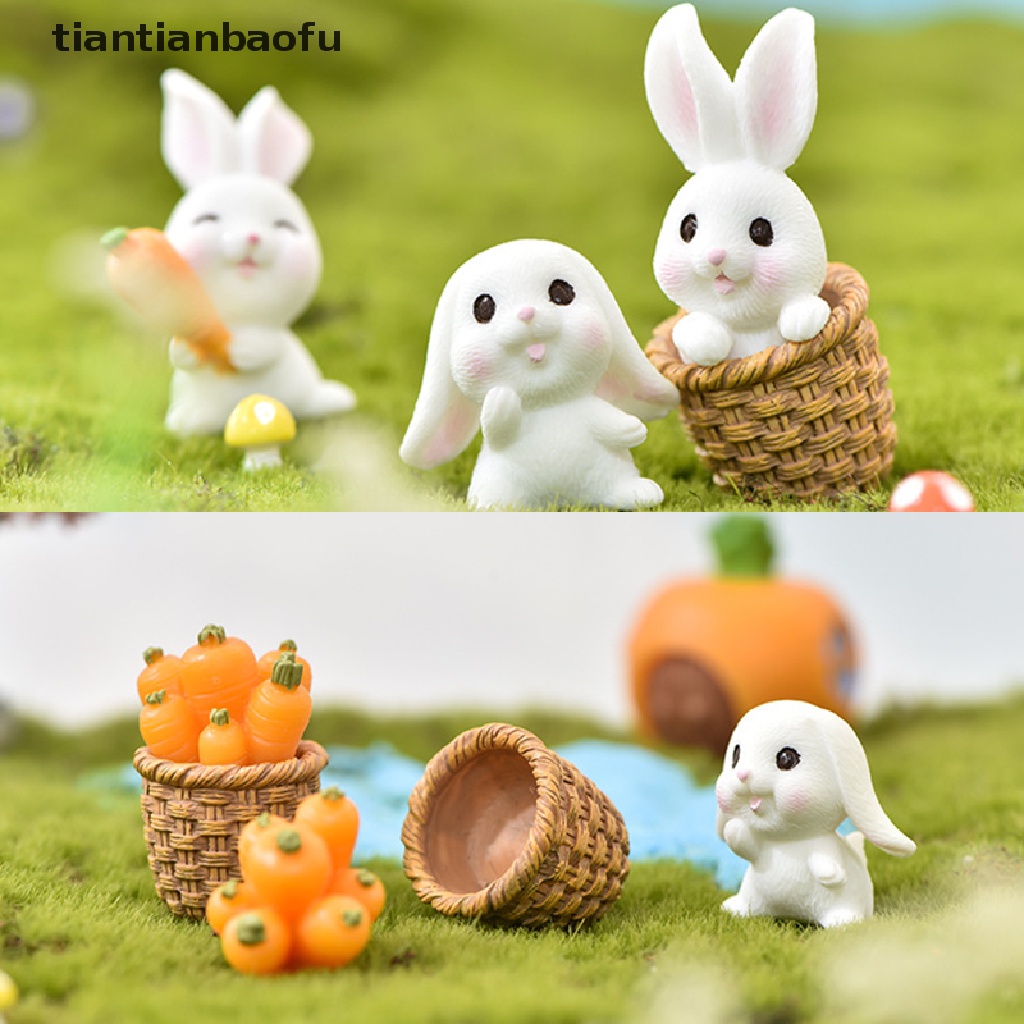 [tiantianbaofu] Mini Rabbit Easter Decor Hare Animal Figurine Resin Craft Bunny Garden Ornaments Boutique