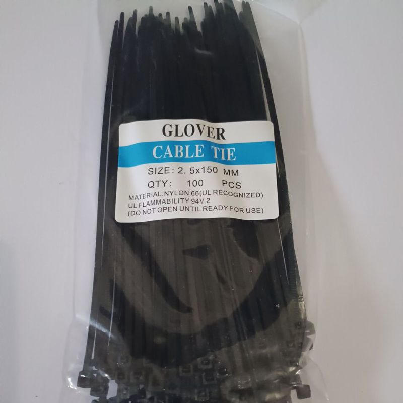 

ripet Kabel-Cable-Pengikat Nylon Tie-Ties-Tis 2,5 x 150mm 2,5 x 15cm hitam 100 pcs-Biji