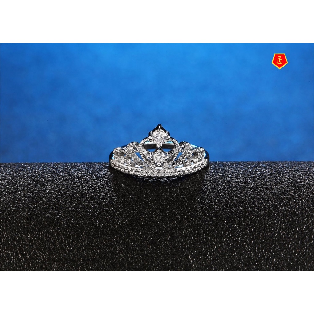 [Ready Stock]Fashion Elegant Micro-Inlaid Crown Diamond Ring