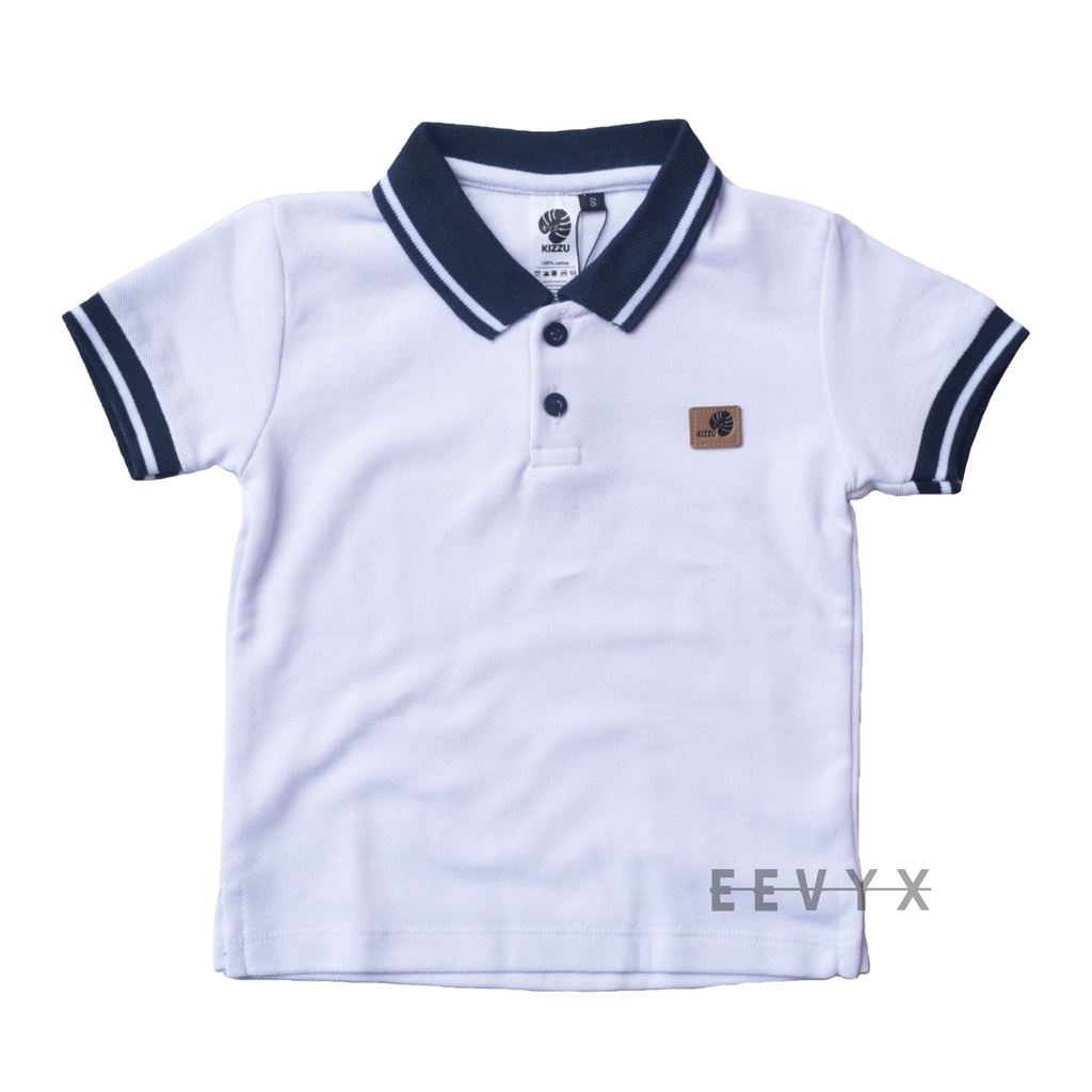 Kizzu Baju Polo Shirt / Kaos Polo Kerah Polos Putih Anak Laki Laki Umur 1-12 Tahun - Wangki - Eevyx Store