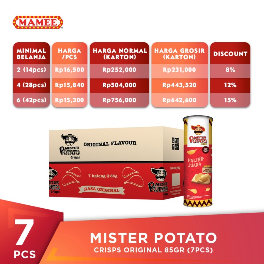 

Mister Potato Crisps Original 85gr (7pcs)