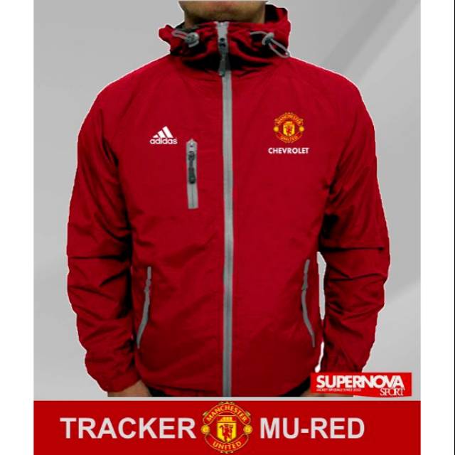 Jaket parasut tracker windbreaker waterproof murah MU Manchester United red