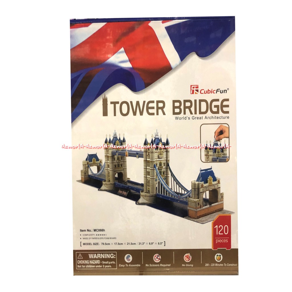 CubicFun Tower Bridge 3D Puzzle 120 Keping Mainan Susun Puzzle Cubic Fun