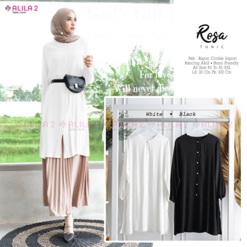 ROSA TUNIK ORI BY ALILA2 / TUNIK FORMAL BERBAHAN RAYON CRINKLE IMPORT / ATASAN MUSLIMAH POLOS