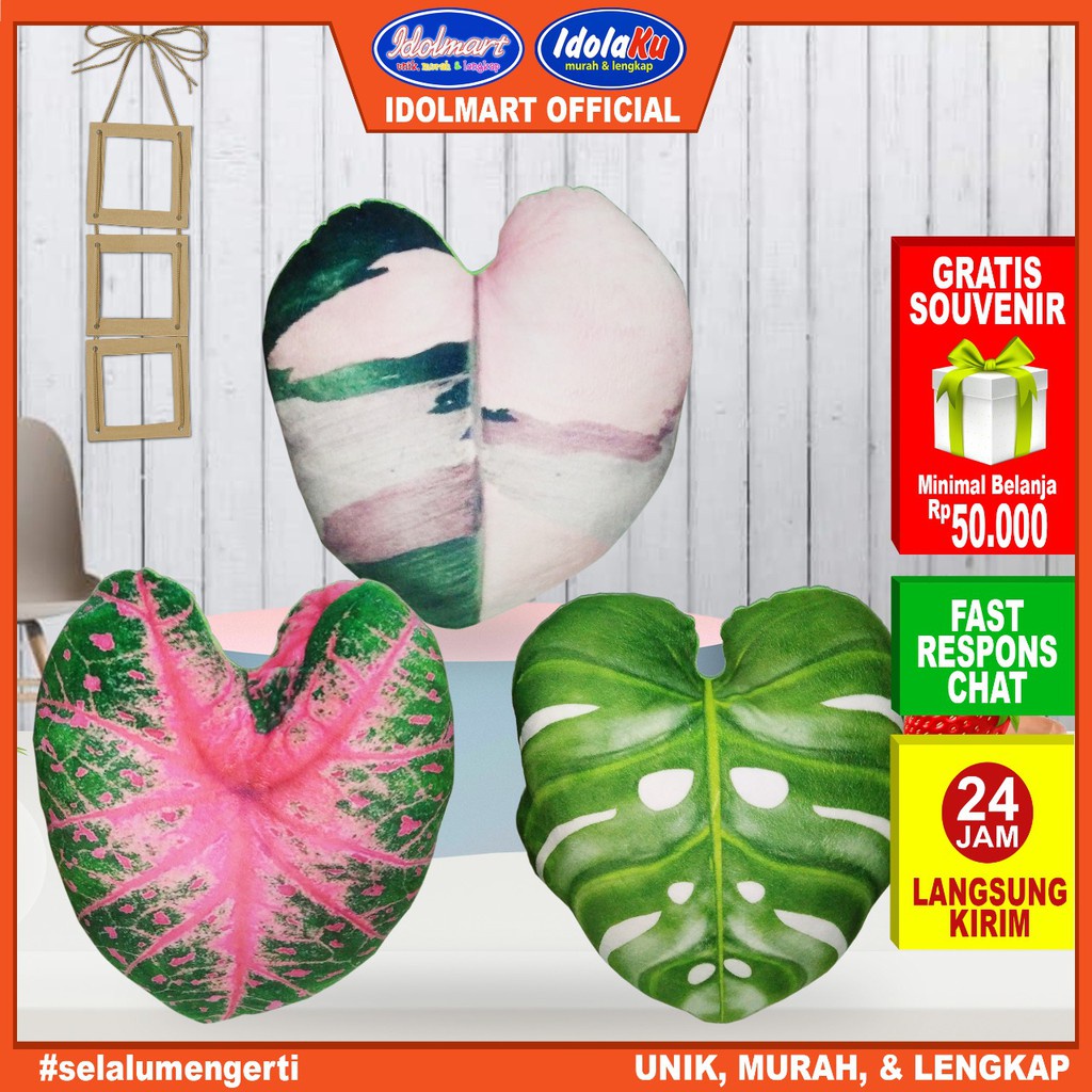 IDOLAKU Bantal Motif daun bantal sofa janda bolong /Monstera / SNI