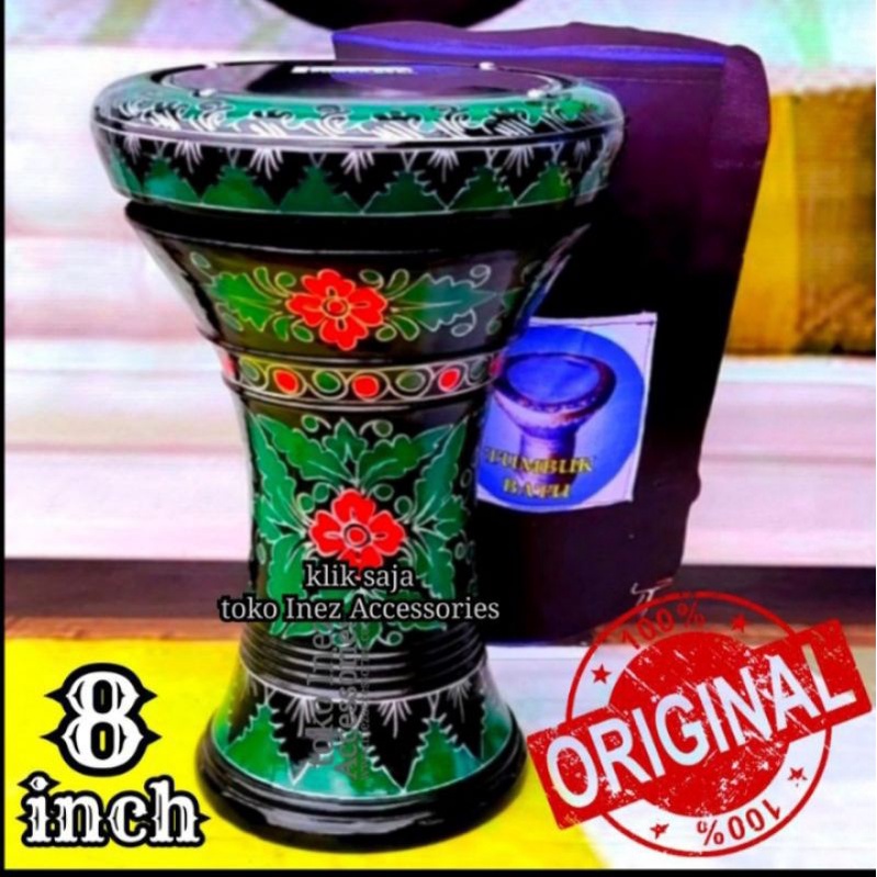 Jual Dumbuk Batu Atau Darbuka Kayu 8 inch Hitam Hijau Power Beat Made