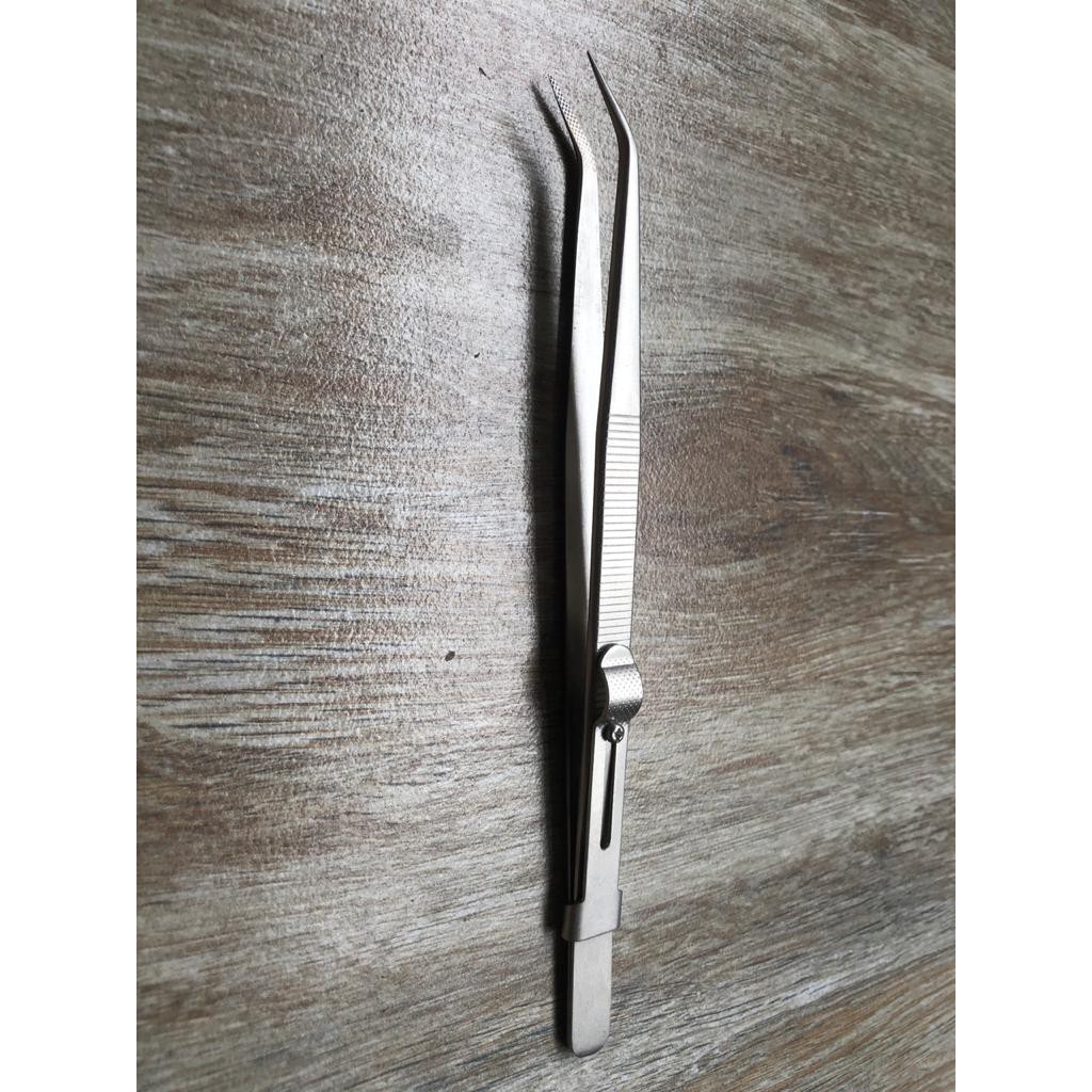 Pinset Presisi Adjustable Pointed Tweezers Anti static Lurus Bengkok