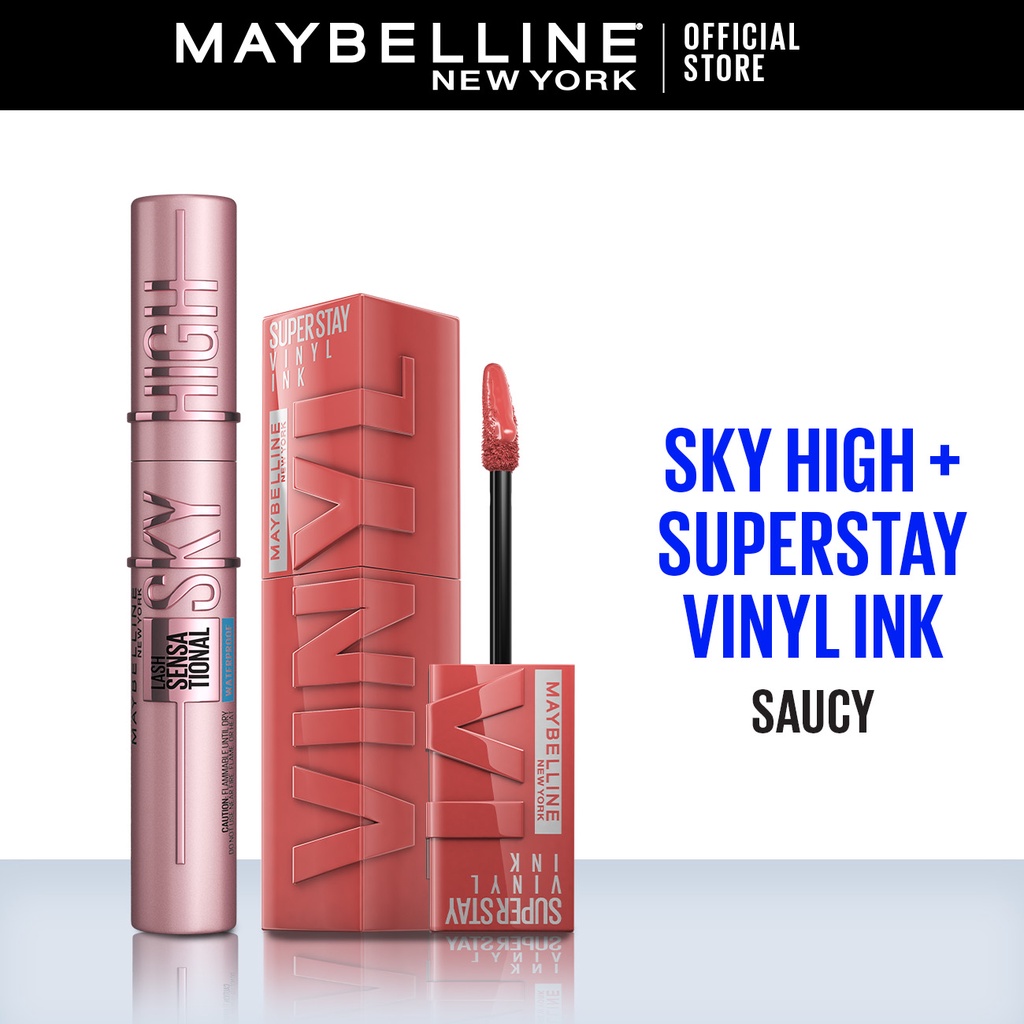 Maybelline Sky High Mascara + Superstay Vinyl Ink Saucy