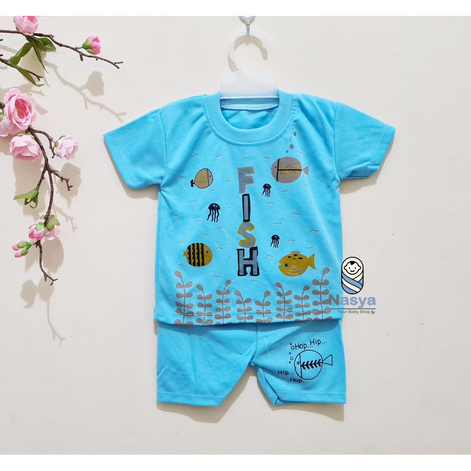 [J-009] Setelan Baju Bayi Pendek / Pakaian Laki Murah Newborn (0-6 bulan)