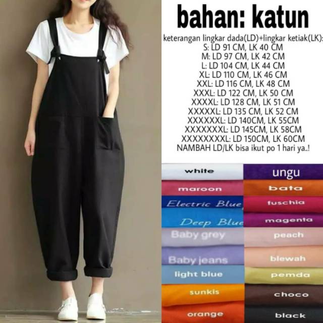 Basic overall wanita jumbo Bigsize ld 150