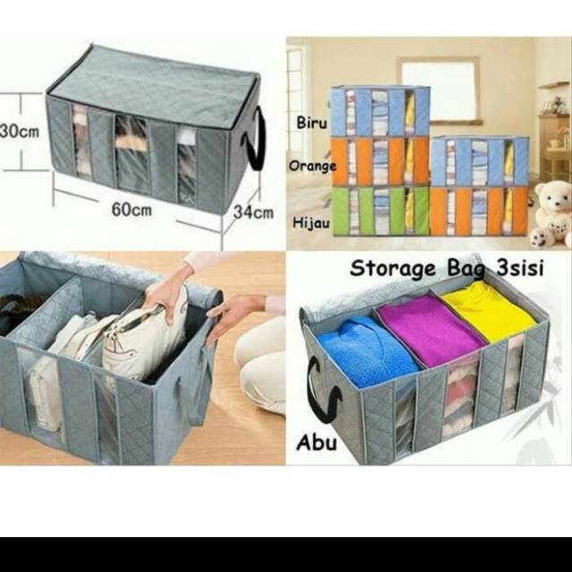 storage 3 sekat tempat penyimpanan baju