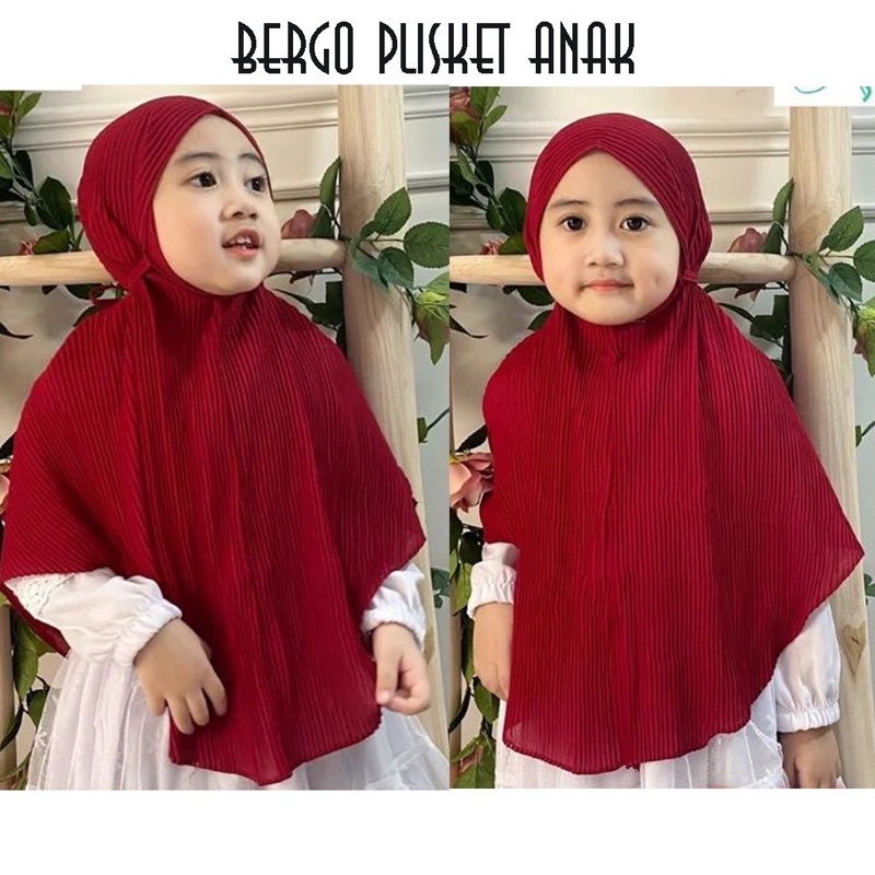 Jilbab Bergo Plisket Anak Kerudung Plisket Tali Anak Hijab Instan Anak Jilbab Bergo Maryam Kids Jilb