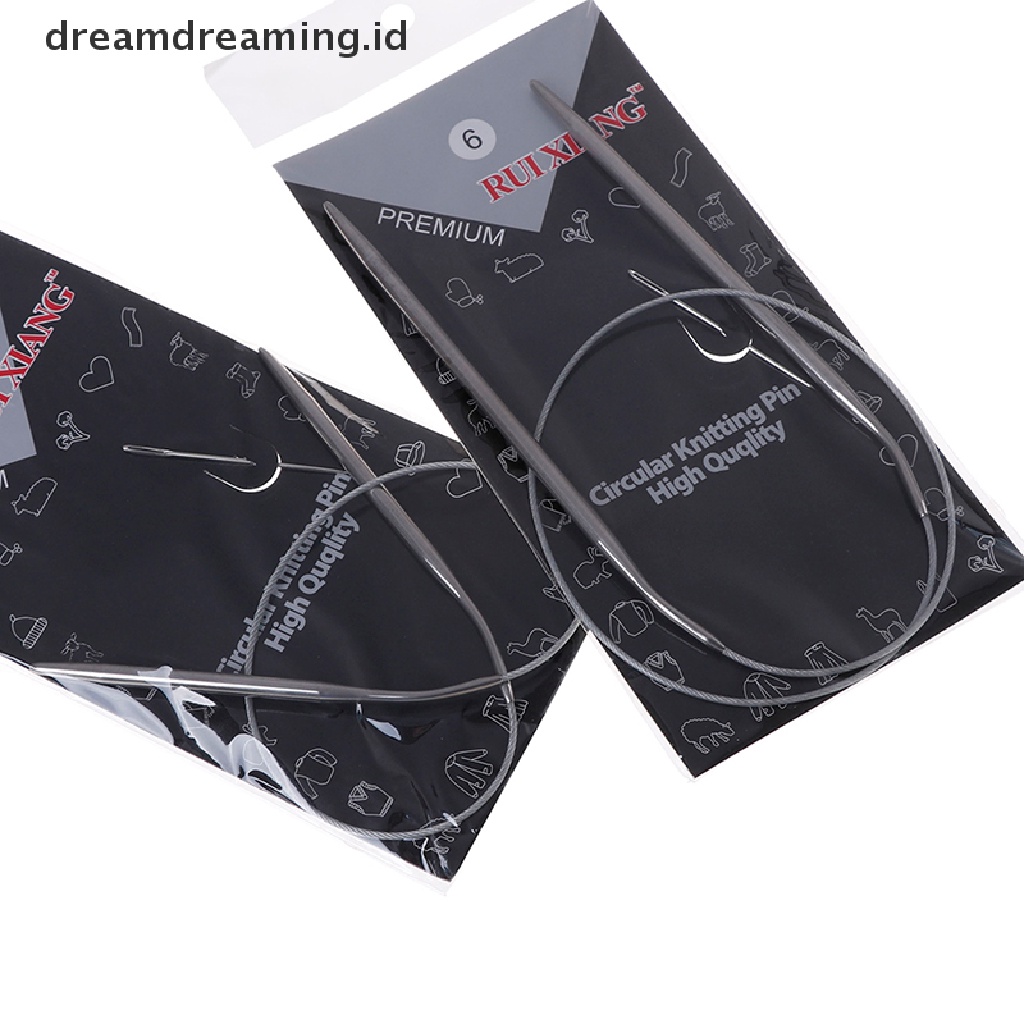 (dreamdreaming.id) 11pcs / set Jarum Rajut circular Bahan stainless Steel Ukuran 6-16 43 / 65 / 80cm