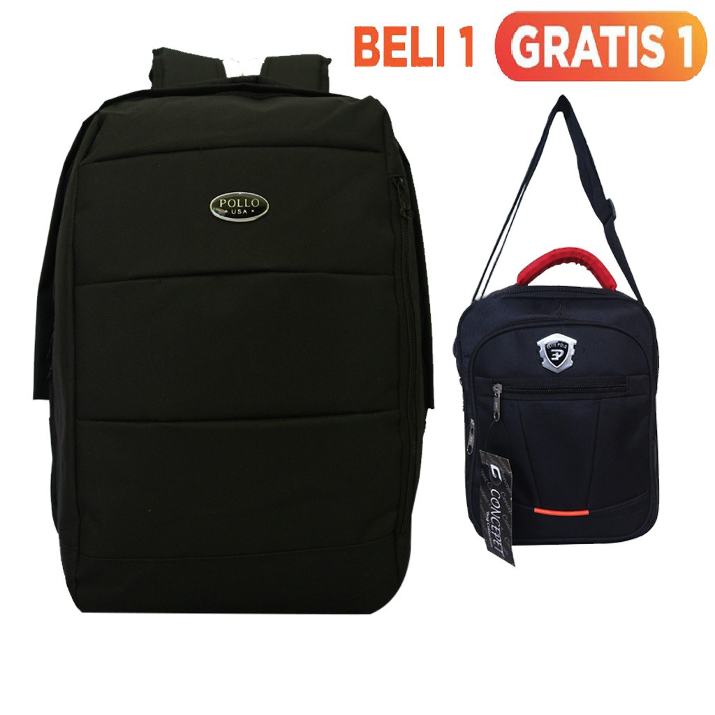 BELI 1 GRATIS 1 - BACKPACK GARVIN TAS RANSEL LAPTOP KERJA KANTOR FREE SELEMPANG CONCEPT SLOT TABLET