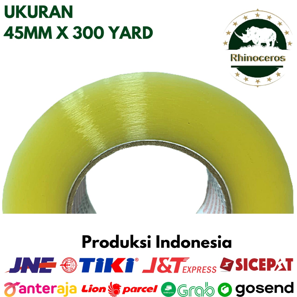 Lakban Bening/Coklat RHINOCEROS Tape Clear 2inci 45mm x 300 Yard