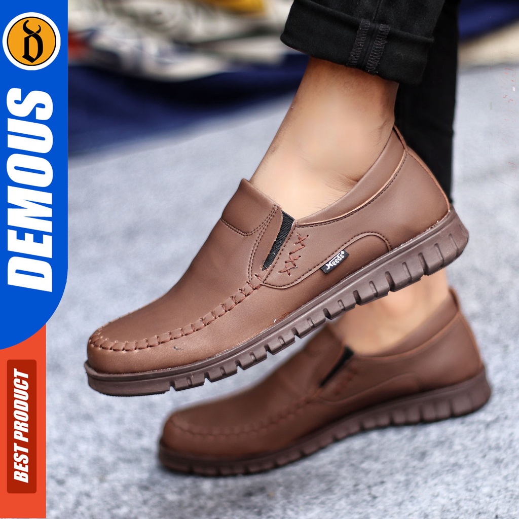 Sepatu Slip On Pria Sepatu Casual Pria Formal Kulit Pu Sepatu Pantofel Kerja Kantor Kuliah Kondangan Sepatu Slop Pria Sepatu Hitam Pria DEMOUS BLENA