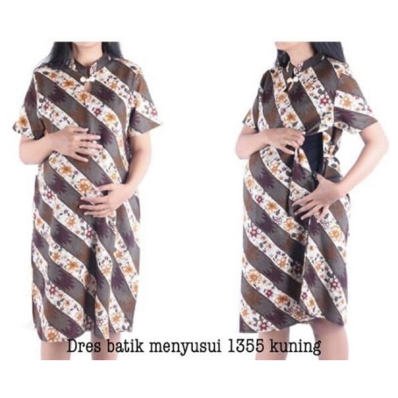 Dress batik menyusui 1355 Kuning