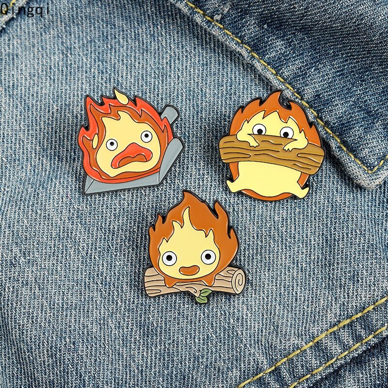 Bros Pin Enamel Desain Kartun Anime Fire Demon Cassifah Kastil Bergerak Untuk Hadiah Anak