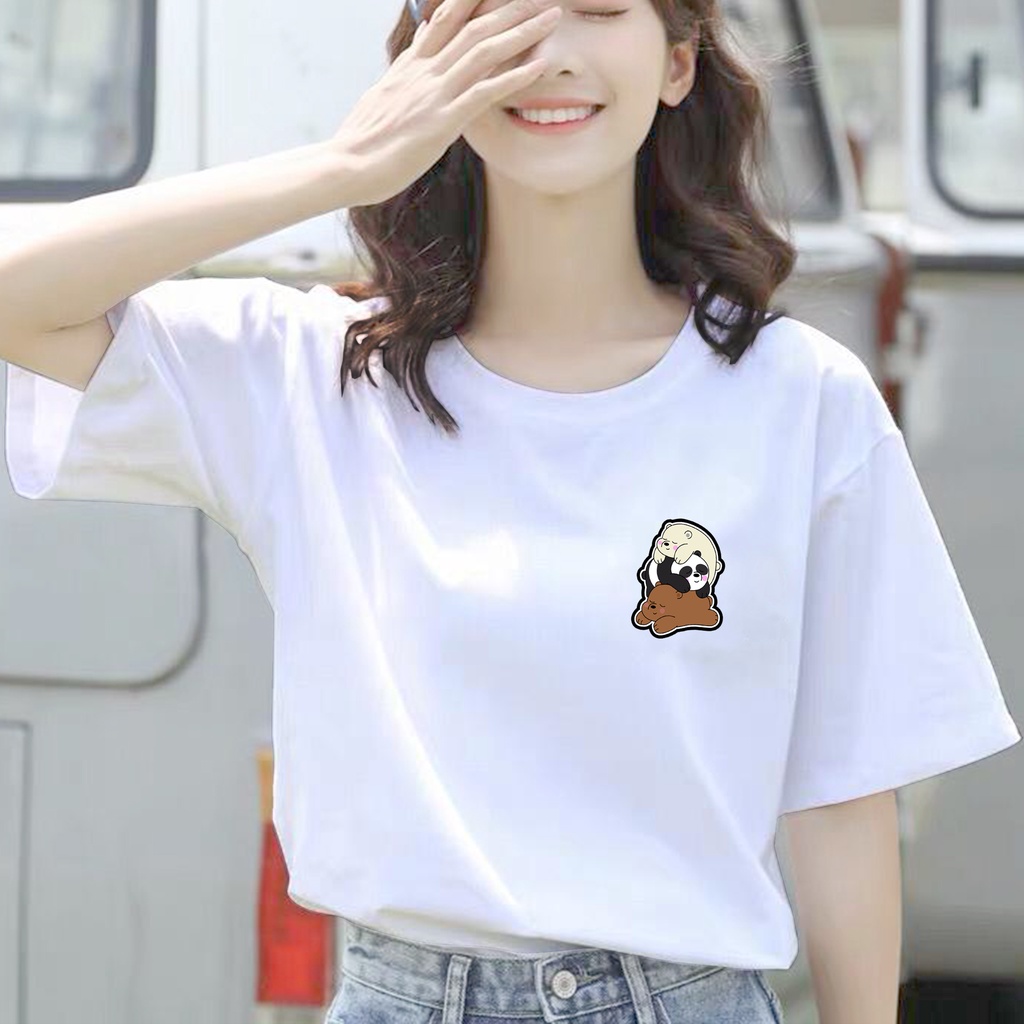 CALVIERO SHOP - BAJU KAOS ATASAN WANITA PRINT LOGO WE BAREBEARS