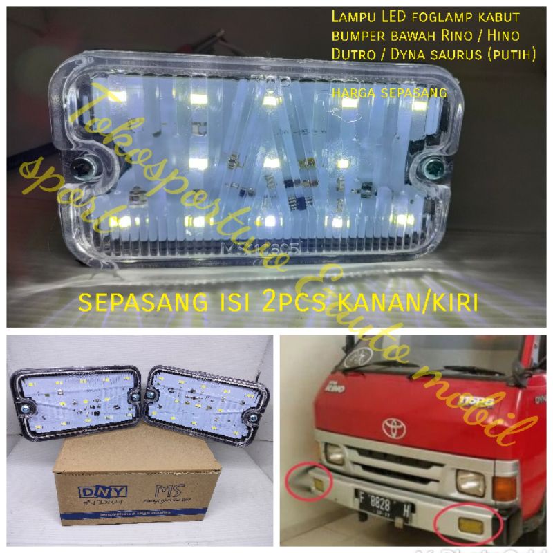 Lampu LED putih foglamp kabut bemper Rino Hino Dutro Dyna saurus DNY