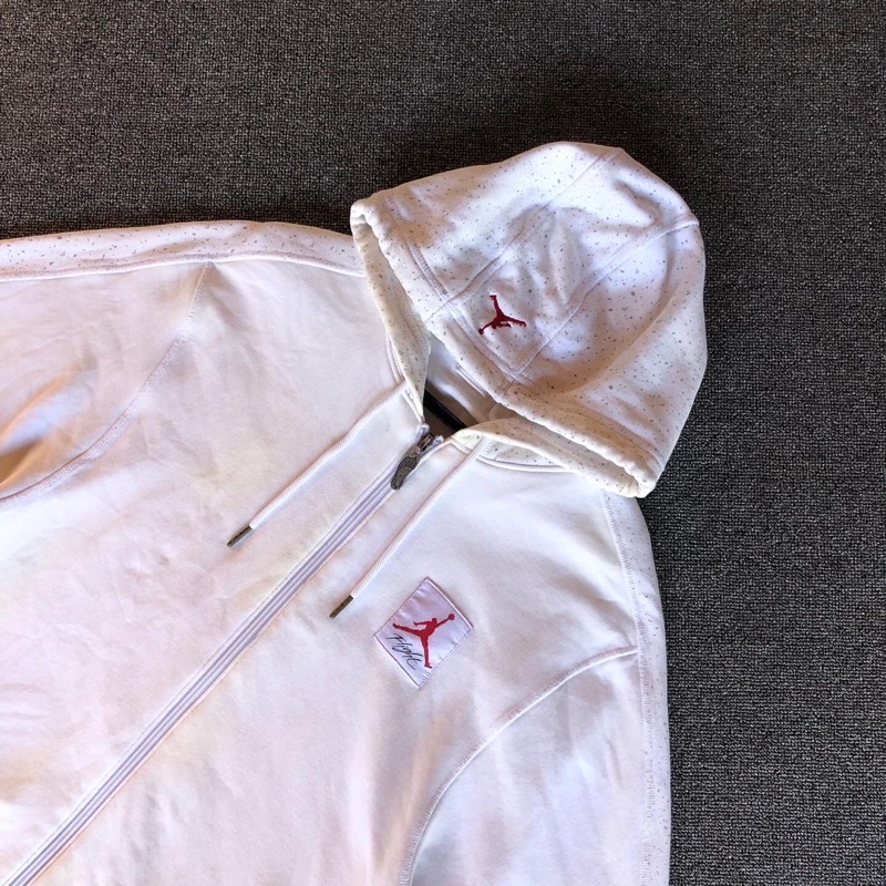 jaket hoodie zipper air jordan flight white second original