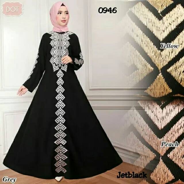 Abaya bordir Maroko silver