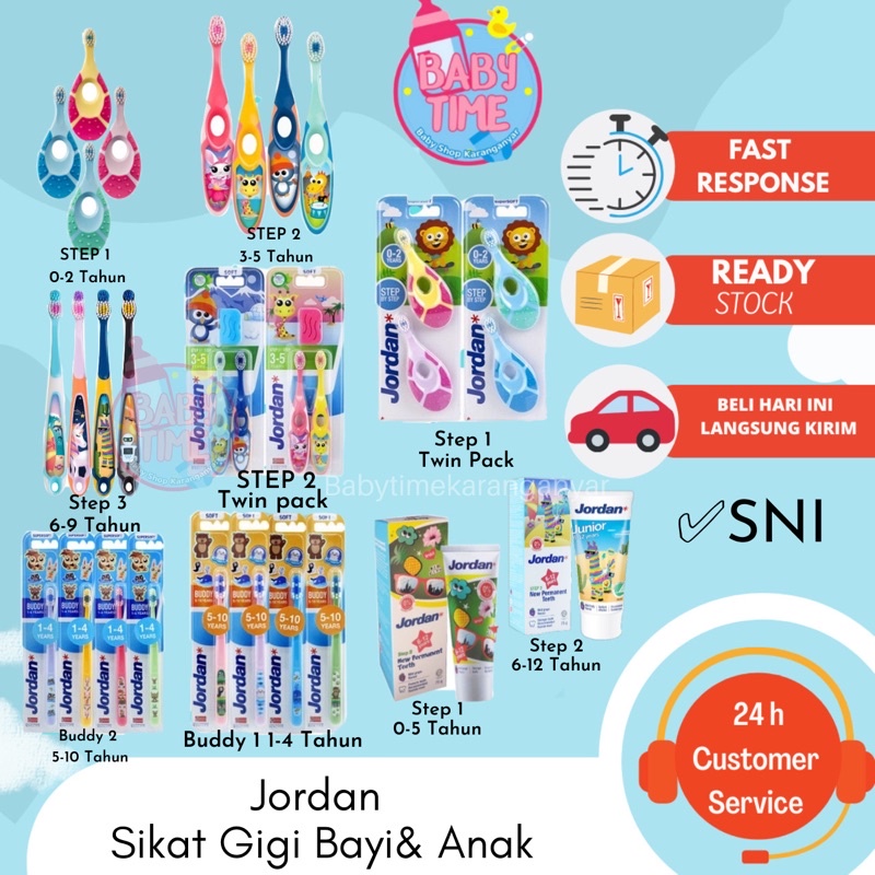 Jordan Sikat Gigi dan pasta Gigi Anak / Jordan Toothbrush / Step 1 / Step 2 / Step 3 / Dewasa