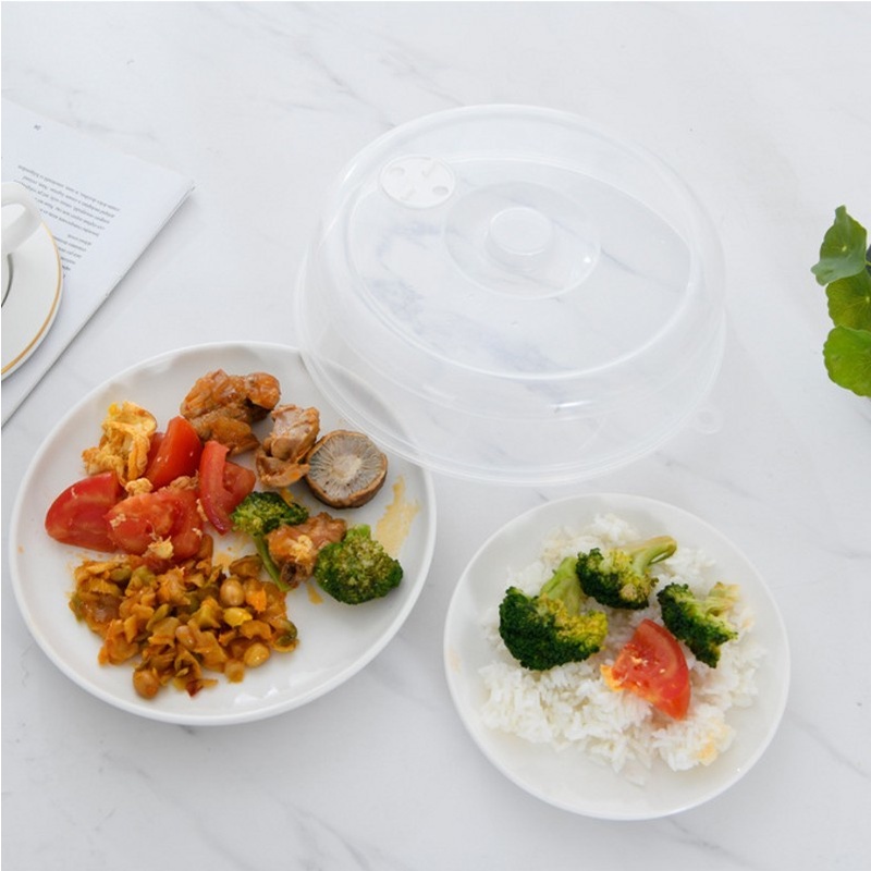 Transparent Home Round Bowl Cover With Steam Vents / Microwave Heating Splash Lid / Food Preservation Cover