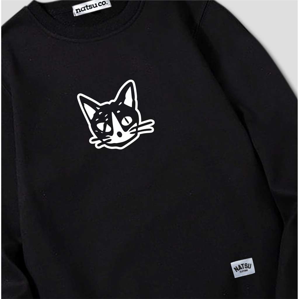 Crewneck Sweatshirt Cat Original Pria (natsu.co)