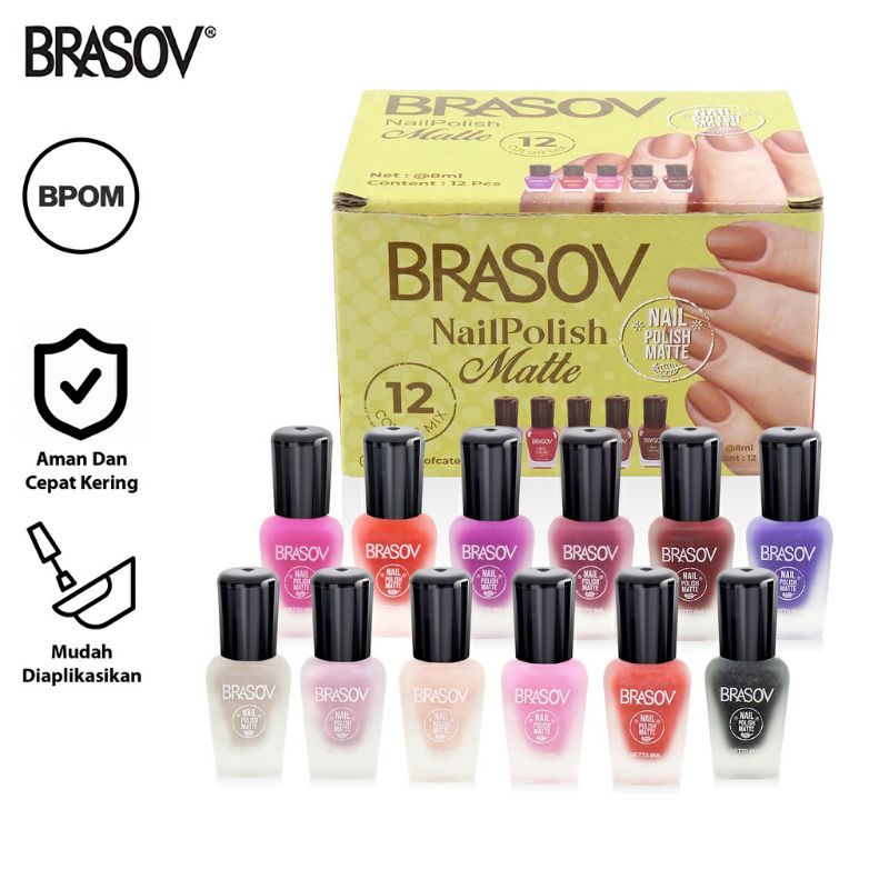 BRASOV Kutek Matte Color Mix Nail Polish Matte Cat Kuku BPOM