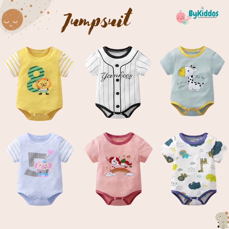 ByKiddos - Jumper Import Lengan pendek / Jumpsuit Import Lucu /  Baju Bayi Imut Lucu / Jumper Bayi Pendek Import Part 1