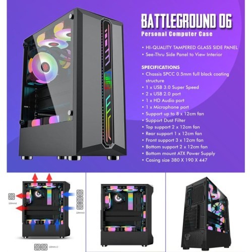 Casing Gaming Simbadda BattleGround 06 Non PSU &amp; FAN