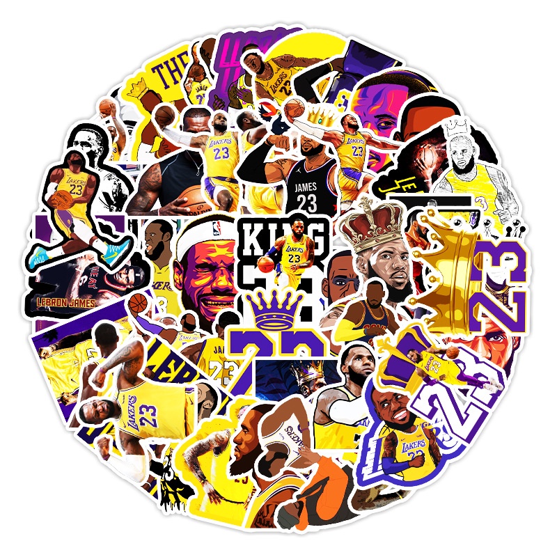 Bintang NBA James kartun stiker laptop bagasi mobil dekorasi stiker