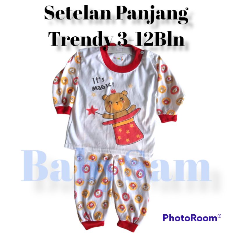 Setelan Piyama Bayi Panjang Trendy Laki-Laki dan Perempuan 3-12Bulan