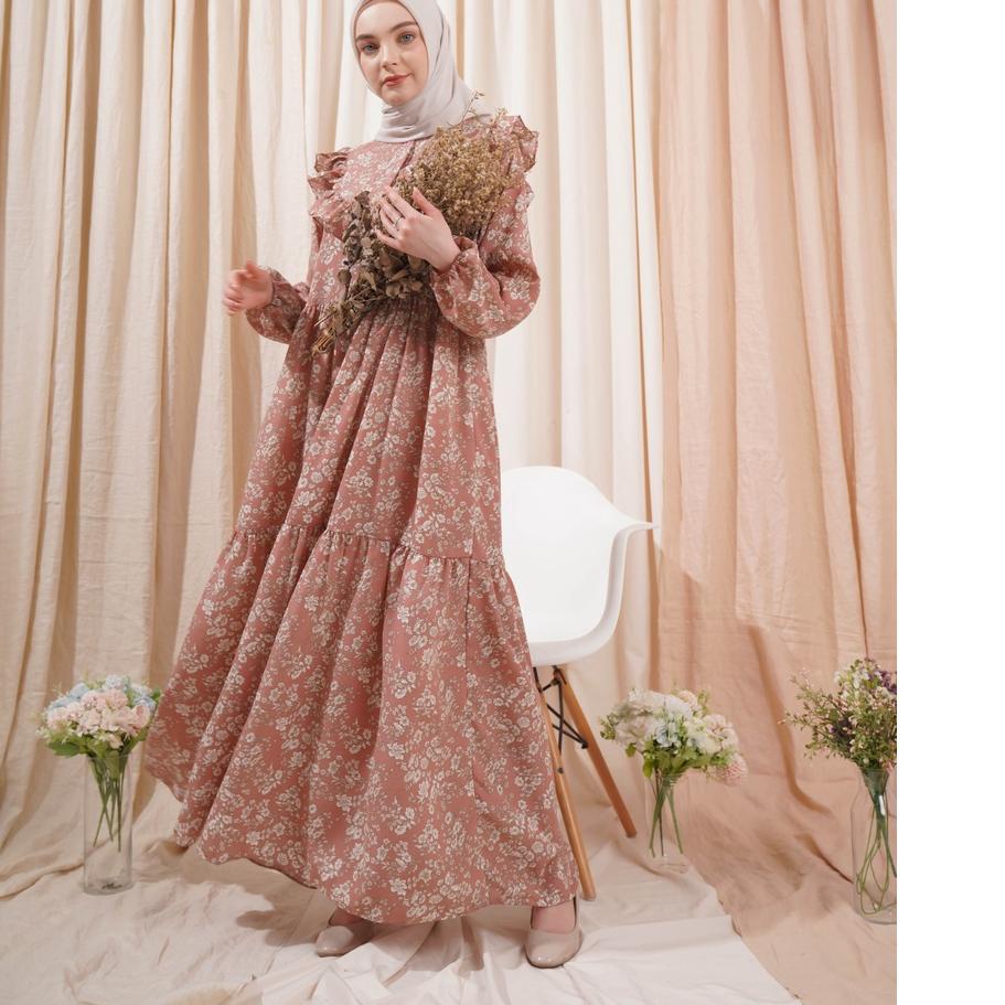 QUEENA DRESS BUSUI RAYYA SERIES MAXI LONG DRESS ZARA CREPE IMPORT 레