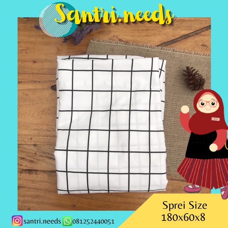 Oneset Sprei Sarung bantal dan guling | Sprei kasur Gontor 180x60x8