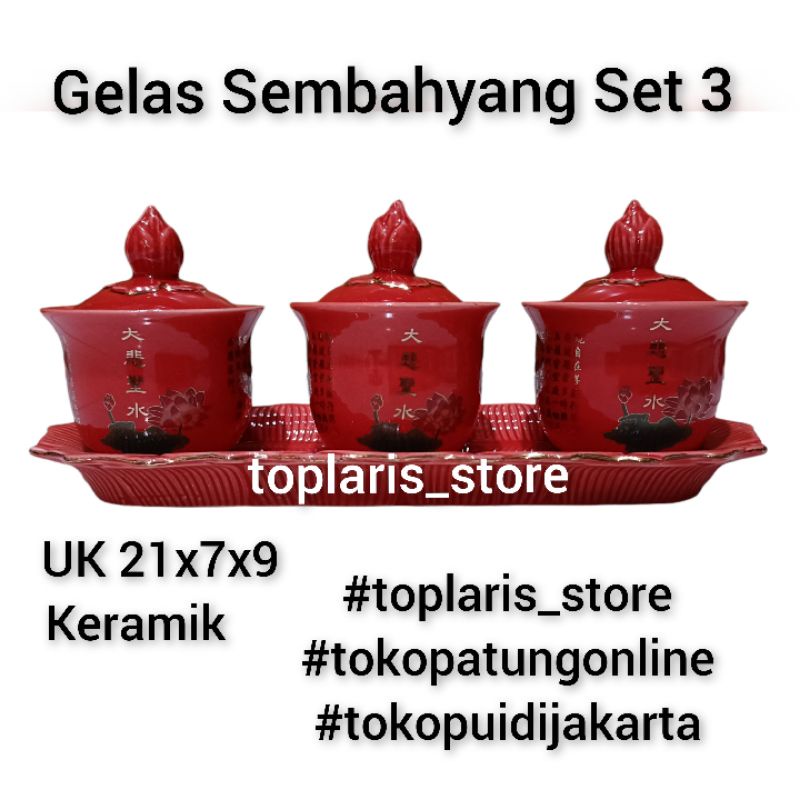 Gelas Sembahyang Teratai Set 3 Timbul 01